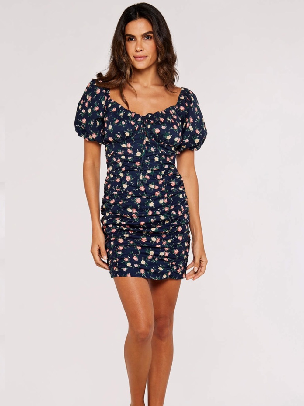 Apricot Milkmaid Dress Cottagecore Smocked Floral Mini Dress Size Large‎ NWT